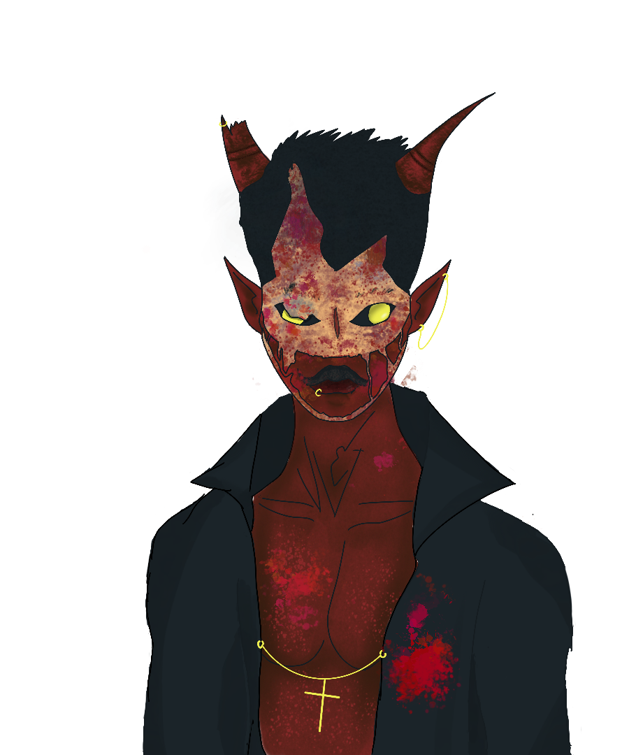 Sprite of the devil, wearing a skin mask